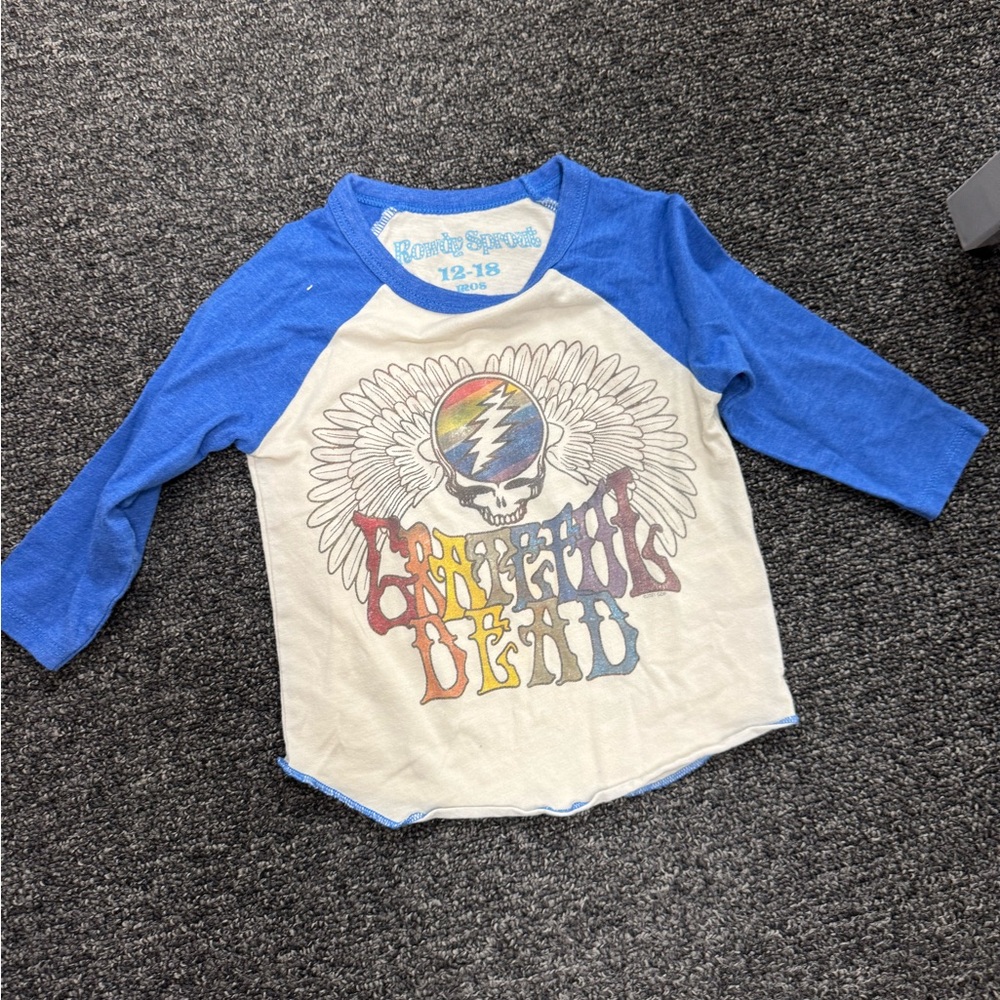 Rowdy Sprout Blue and Cream Grateful Dead Kids Tee